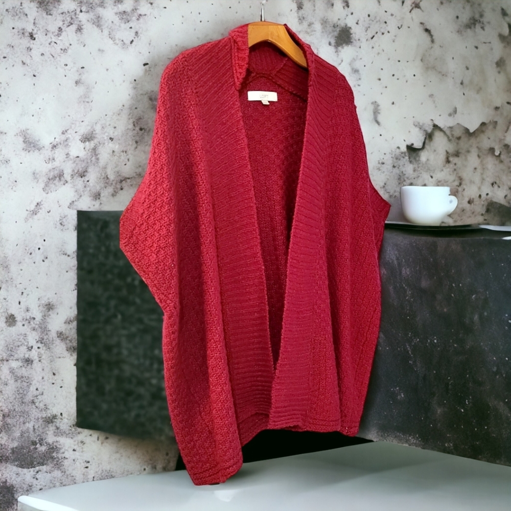 Red chunky cable knit slouchy sweater size medium - Picture 6 of 12